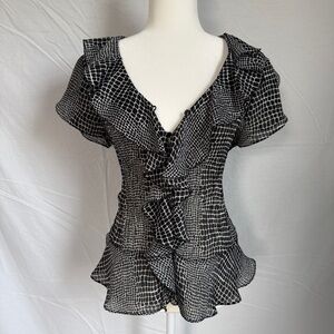 Allison Taylor Black and White animal print Blouse
